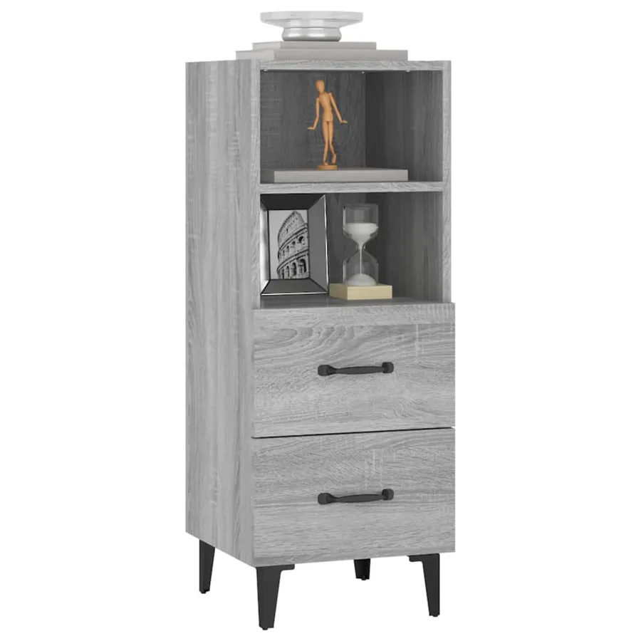 Buffet Sonoma gris 34,5x34x90 cm Bois d'ingénierie - 4