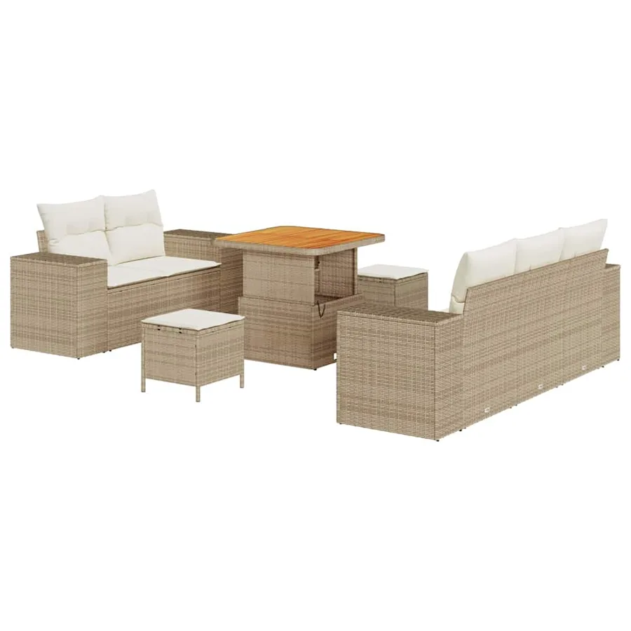 Ensemble de canapé de jardin 8 pcs Beige et crème Poly Rattan - 2