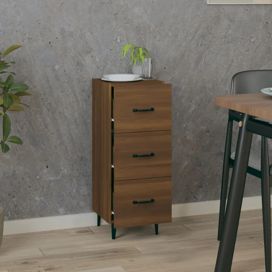 Buffet Chêne marron 34,5x34x90 cm Bois d'ingénierie - 3