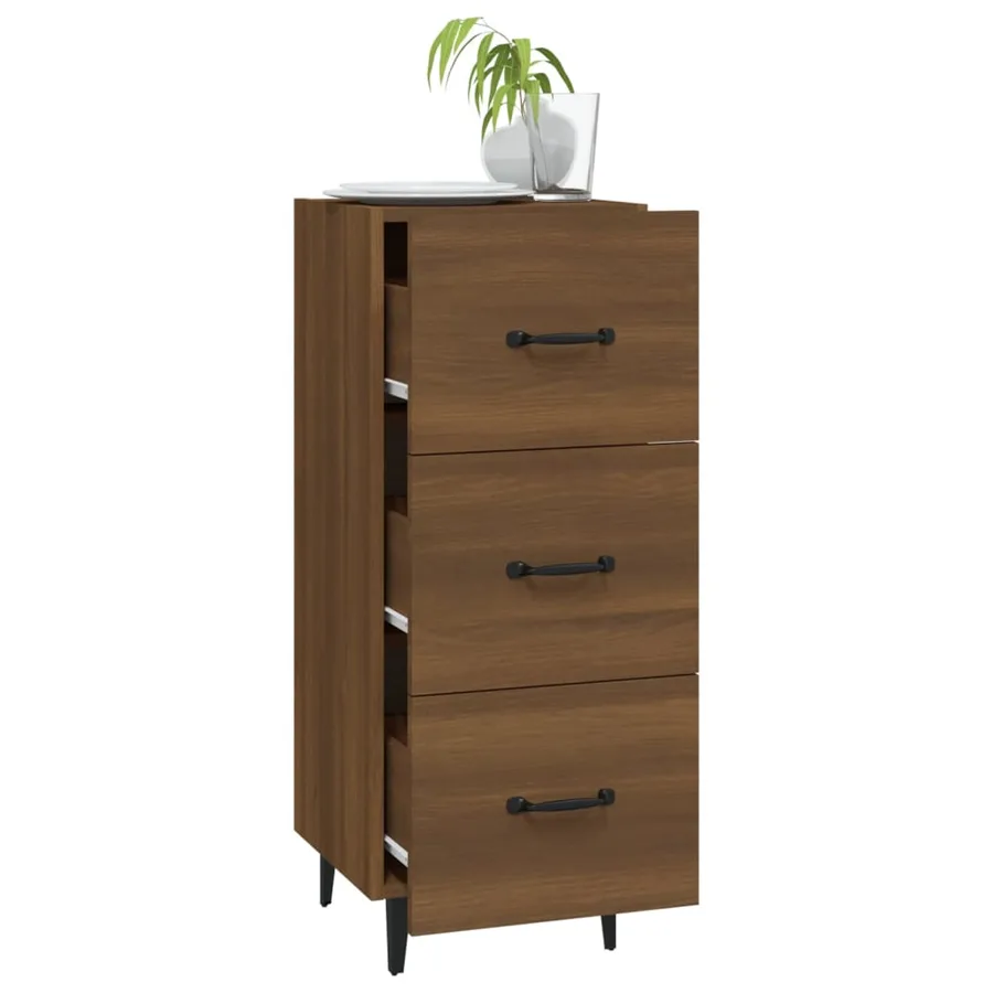 Buffet Chêne marron 34,5x34x90 cm Bois d'ingénierie - 4