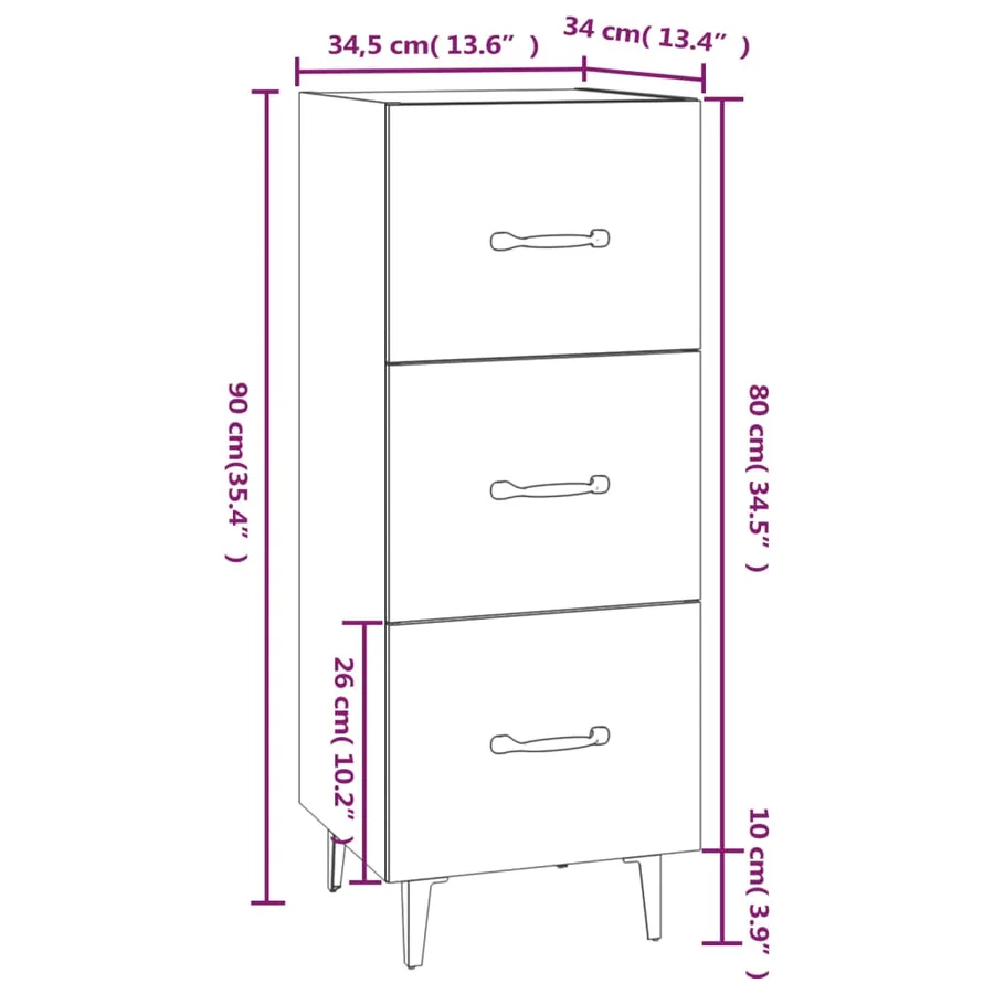 Buffet Chêne marron 34,5x34x90 cm Bois d'ingénierie - 9