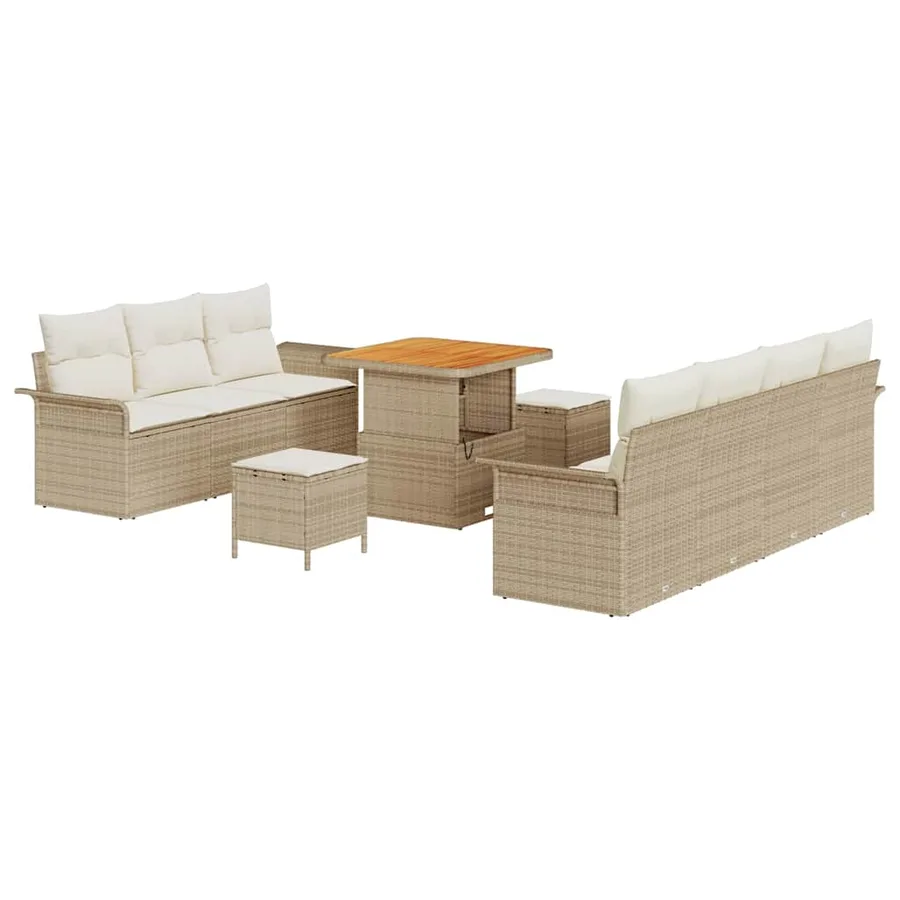 Ensemble de canapé de jardin avec coussin 10 pcs Beige et crème - 2