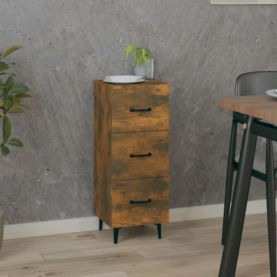 Buffet Chêne fumé 34,5x34x90 cm Bois d'ingénierie