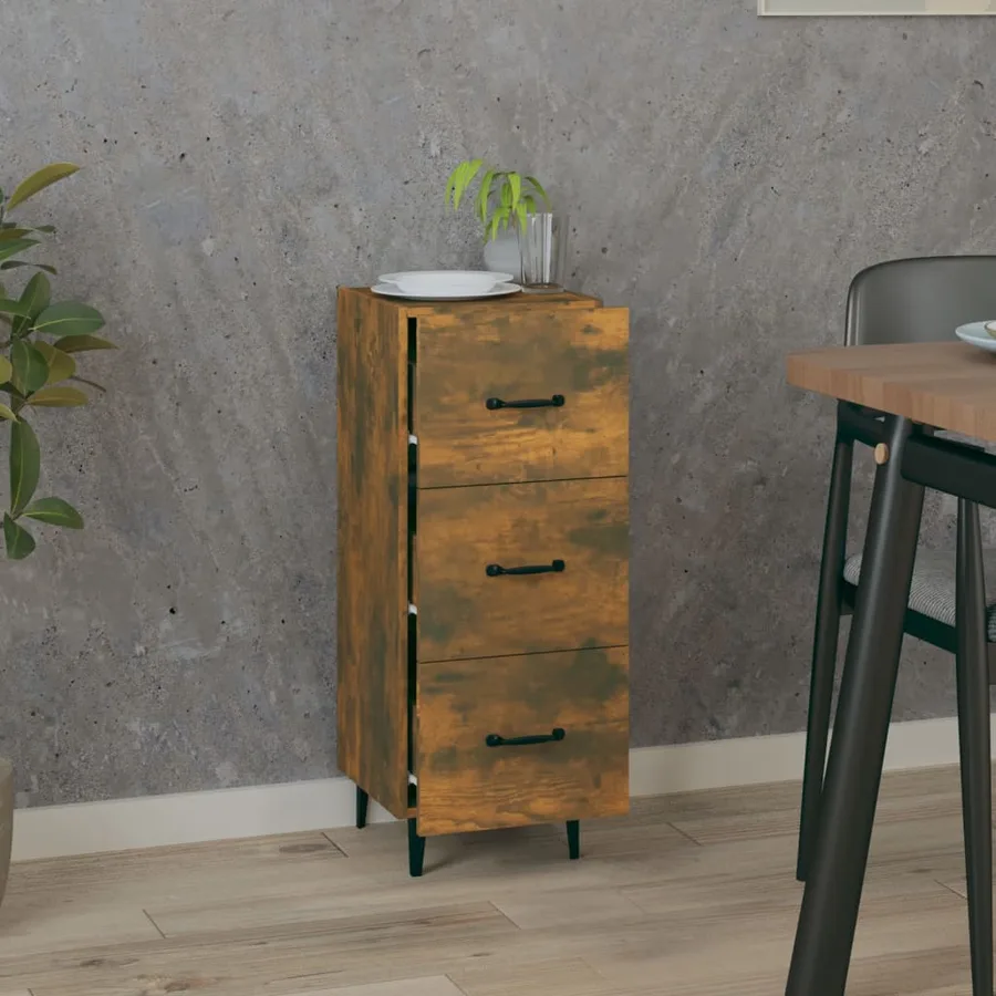 Buffet Chêne fumé 34,5x34x90 cm Bois d'ingénierie - 3