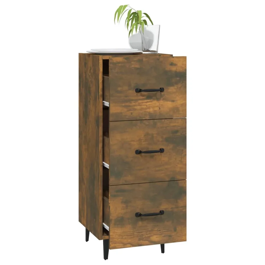 Buffet Chêne fumé 34,5x34x90 cm Bois d'ingénierie - 4