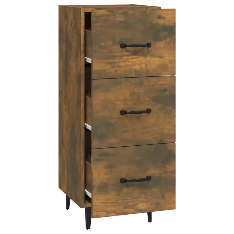 Buffet Chêne fumé 34,5x34x90 cm Bois d'ingénierie - 6