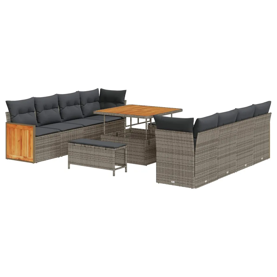 Ensemble de canapé de jardin avec coussin 11 pcs Gris - 2