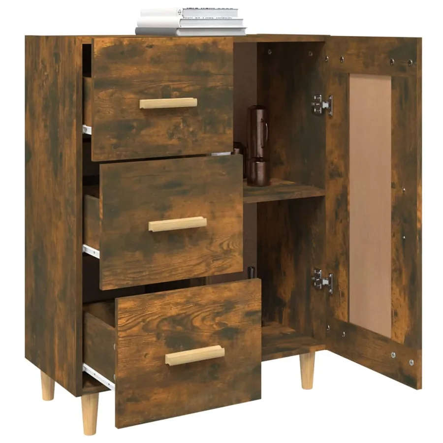 Buffet Chêne fumé 69,5x34x90 cm Bois d'ingénierie - 5