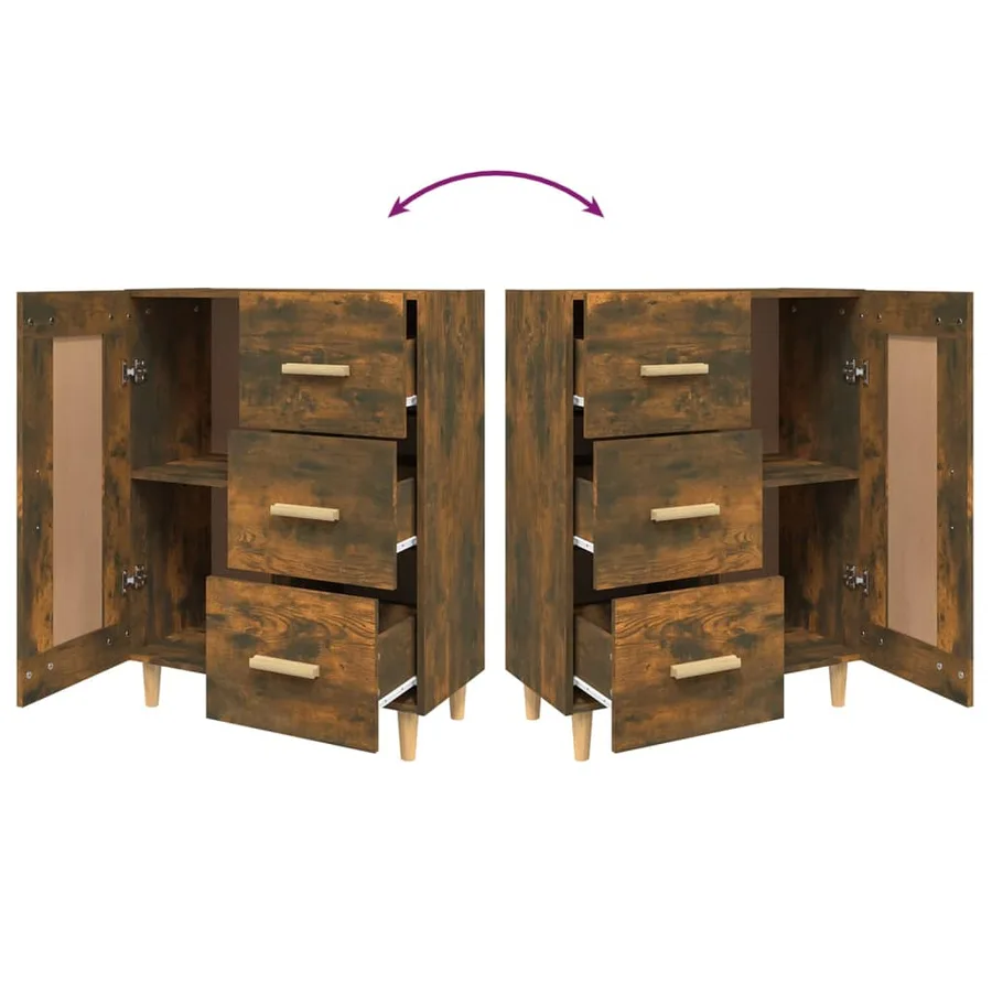 Buffet Chêne fumé 69,5x34x90 cm Bois d'ingénierie - 9