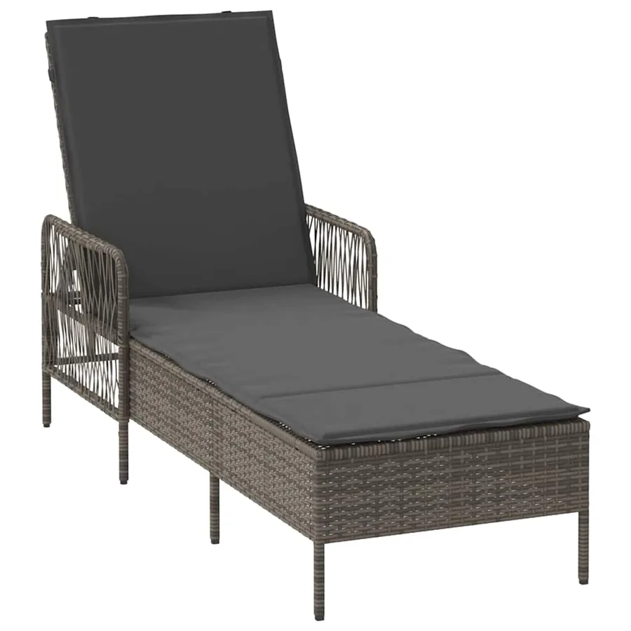 Transat 3 pcs Gris et Gris foncé 55 x 200 x 92 cm polyrotin - 5