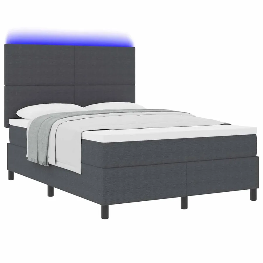 Lit à ressort LED Gris foncé et blanc 160 x 200 cm - 3