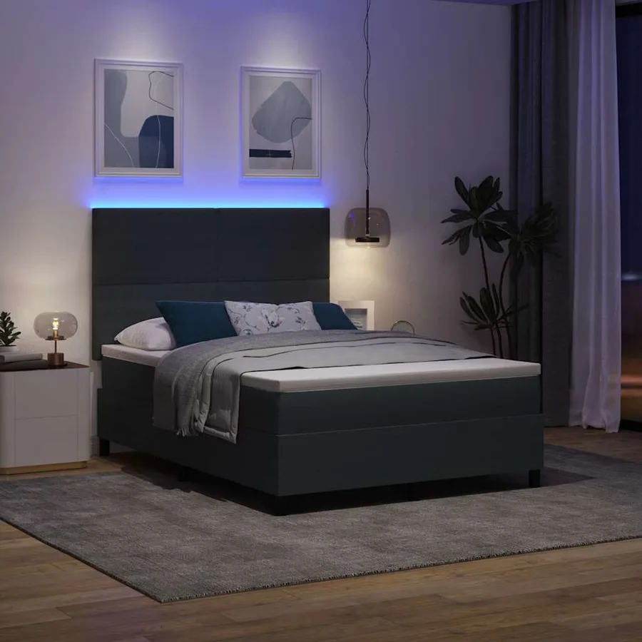Lit à ressort LED Gris foncé et blanc 160 x 200 cm - 5