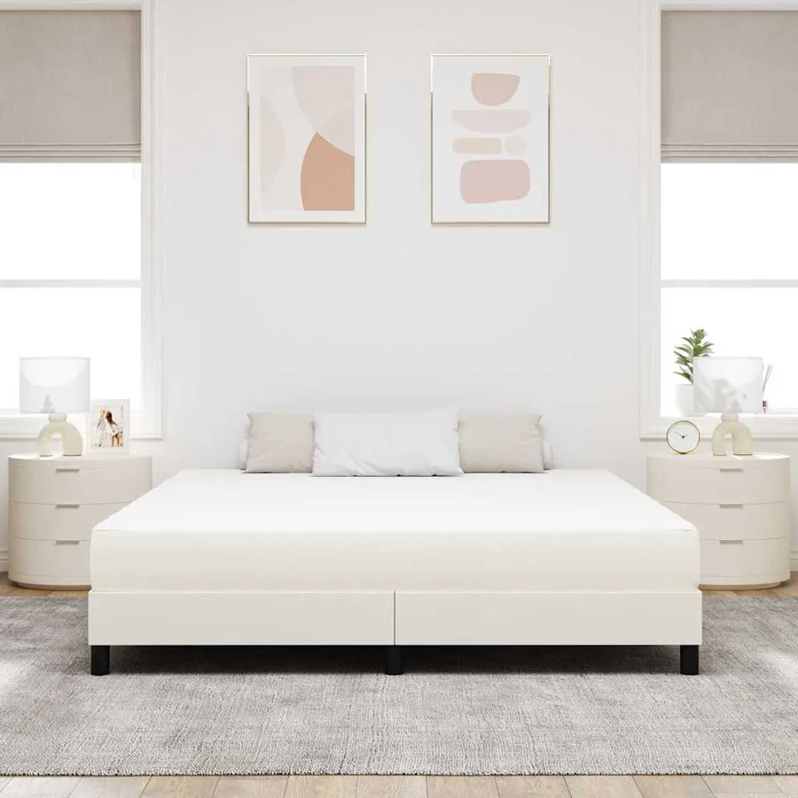 Matelas de Lit avec matelas Crème 180 x 200 cm tissu - 3
