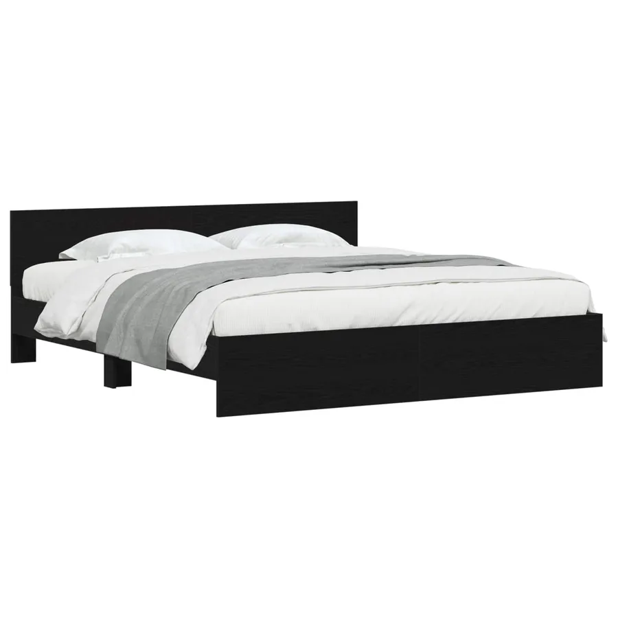 Cadre de lit Chêne noir 203 x 185 x 70 cm Bois d'ingénierie - 2