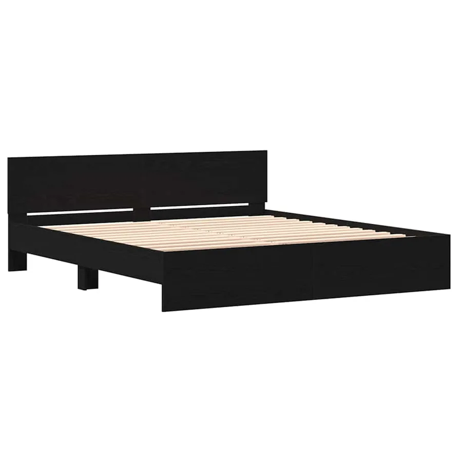 Cadre de lit Chêne noir 203 x 185 x 70 cm Bois d'ingénierie - 4