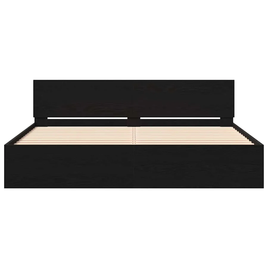 Cadre de lit Chêne noir 203 x 185 x 70 cm Bois d'ingénierie - 5