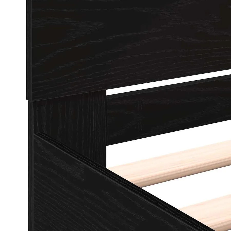 Cadre de lit Chêne noir 203 x 185 x 70 cm Bois d'ingénierie - 9