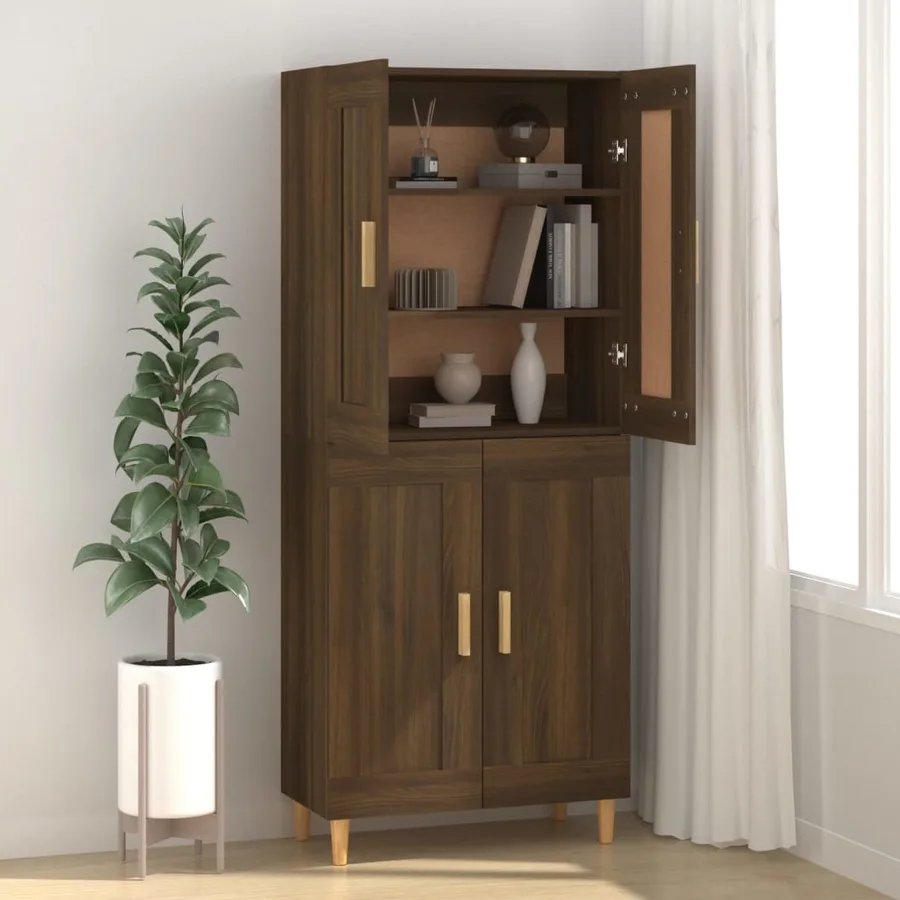 Buffet Chêne marron 69,5x34x90 cm Bois d'ingénierie - 3