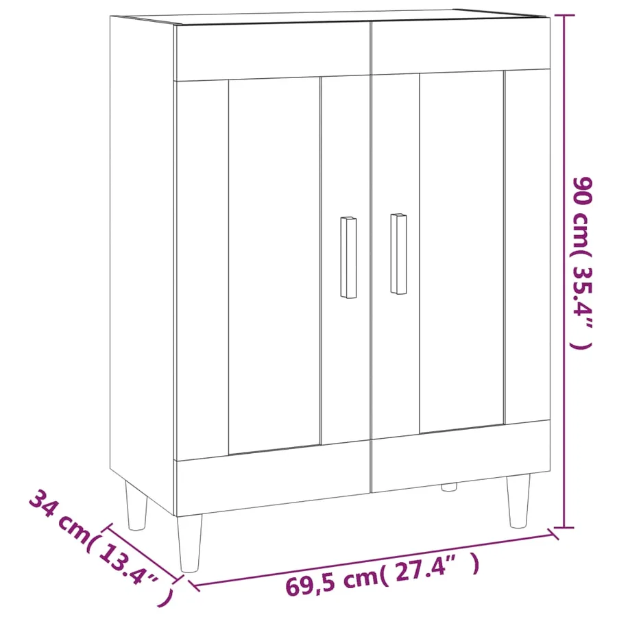 Buffet Chêne marron 69,5x34x90 cm Bois d'ingénierie - 9