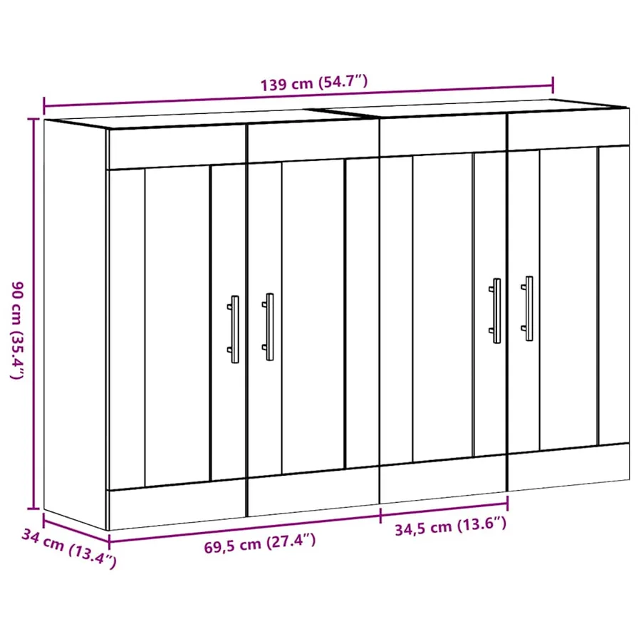 Armoires Murailles 2 pcs Bois ancien 69,5 x 34 x 90 cm - 11
