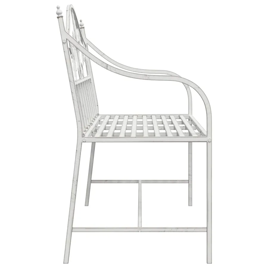 Banc de jardin Blanc antique 104 x 52,5 x 89 cm Acier - 5