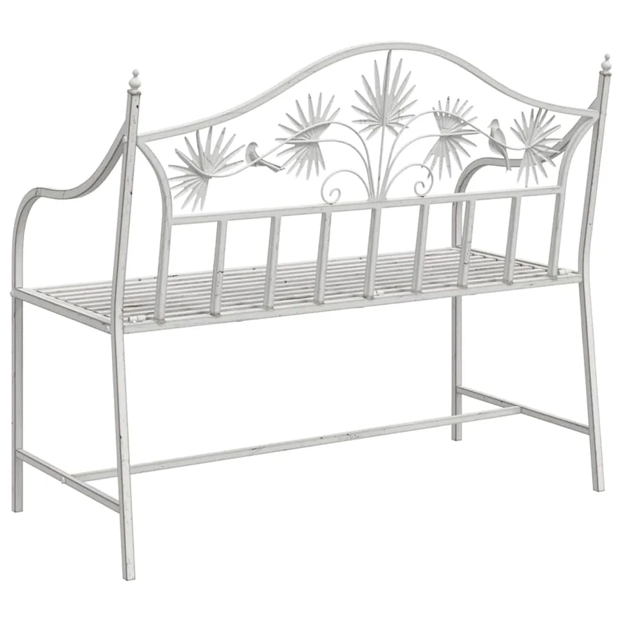 Banc de jardin Blanc antique 104 x 52,5 x 89 cm Acier - 6