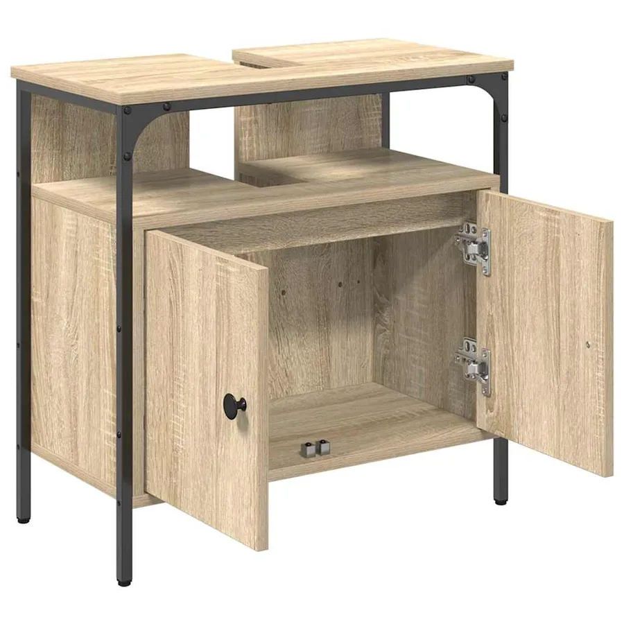 Cabinet de salle de bain avec stockage Beige 60 x 30 x 60 cm - 8