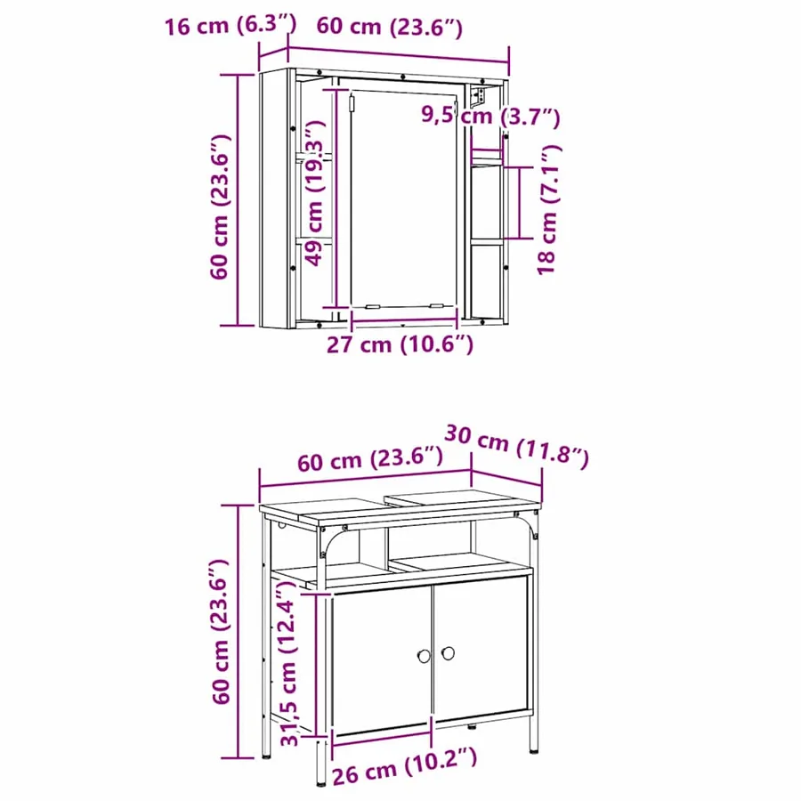 Ensemble de mobilier de salle de bain avec étagère 2 pcs Marron - 13
