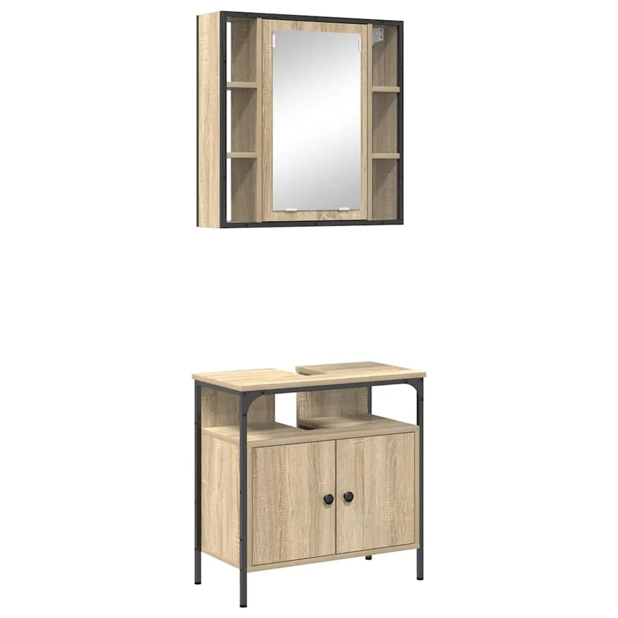 Ensemble de mobilier de salle de bain avec étagère 2 pcs Marron - 2
