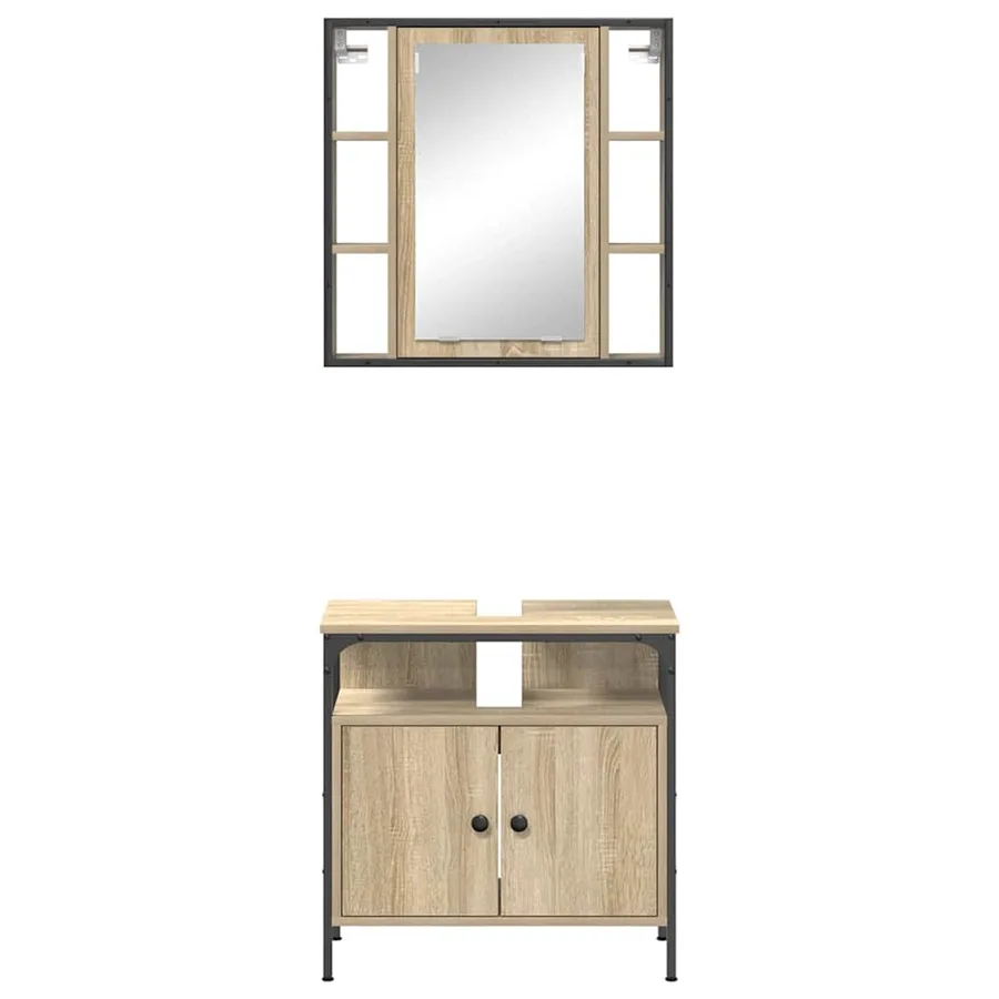Ensemble de mobilier de salle de bain avec étagère 2 pcs Marron - 7