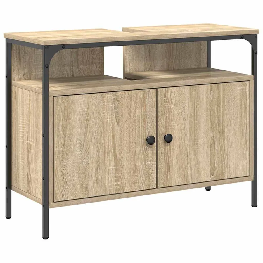 Ensemble de mobilier de salle de bain avec étagère 3 pcs Marron - 6