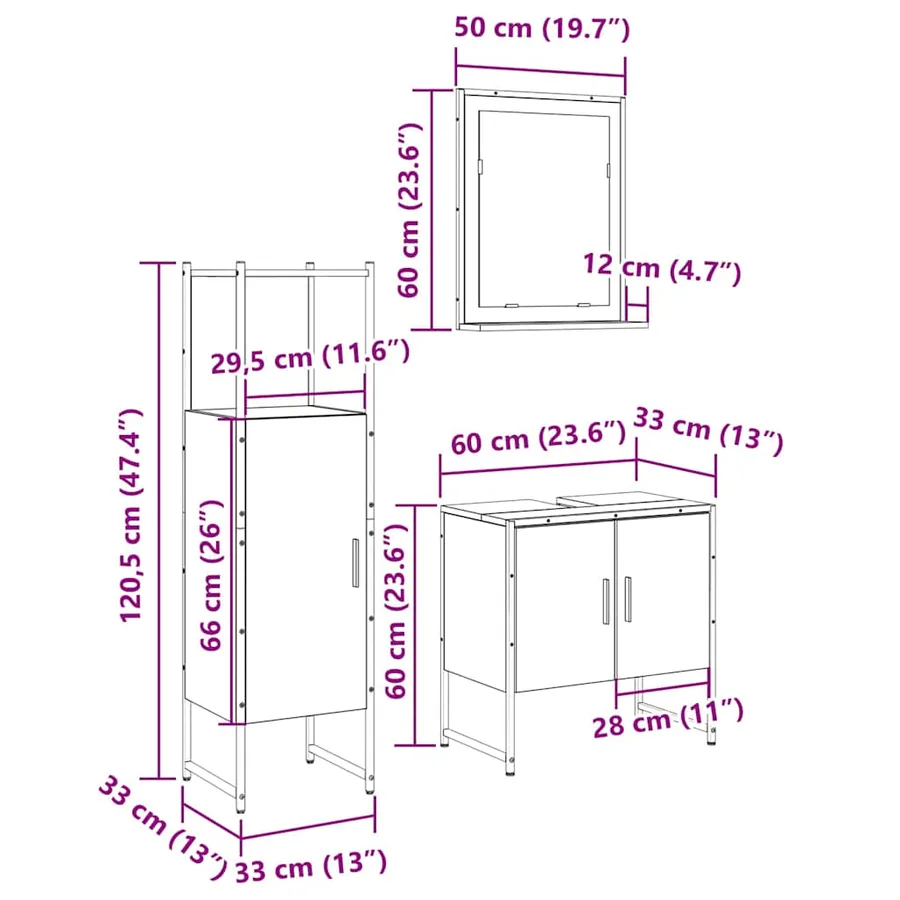 Ensemble de mobilier de salle de bain avec étagère 3 pcs Marron - 13
