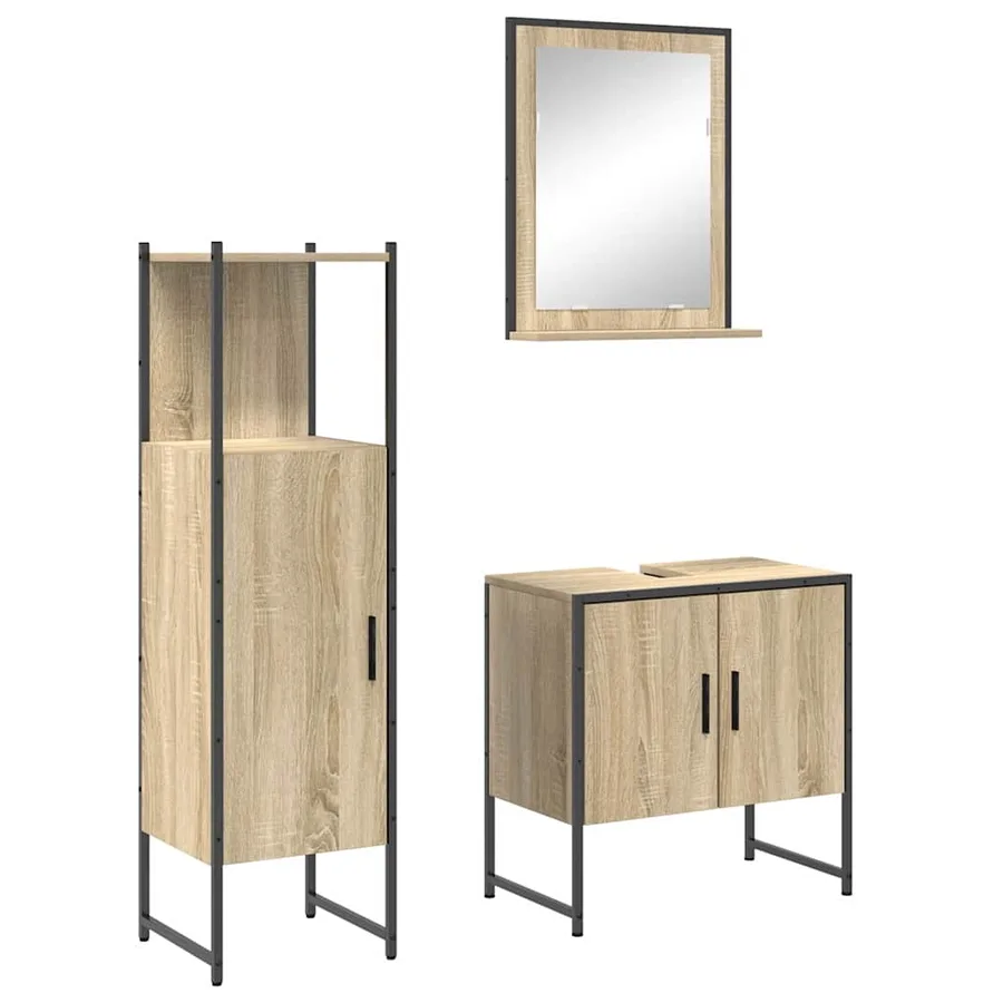 Ensemble de mobilier de salle de bain avec étagère 3 pcs Marron - 2
