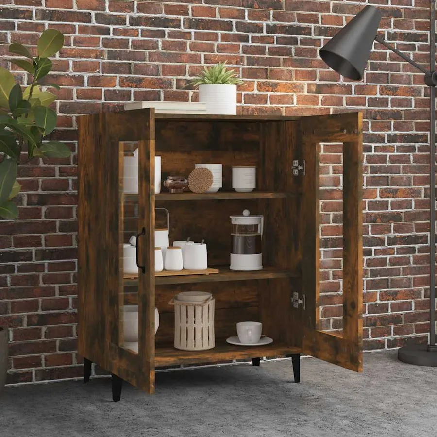 Buffet chêne fumé 69,5x34x90 cm bois d'ingénierie - 3