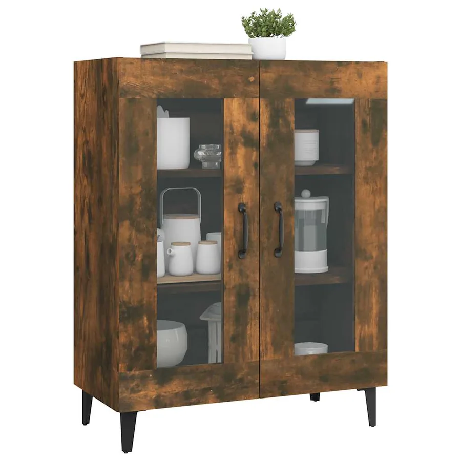 Buffet chêne fumé 69,5x34x90 cm bois d'ingénierie - 4