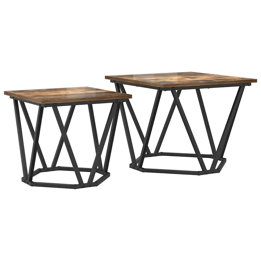 Ensemble de tables d'appoint 2 pcs Chêne fumé - 2