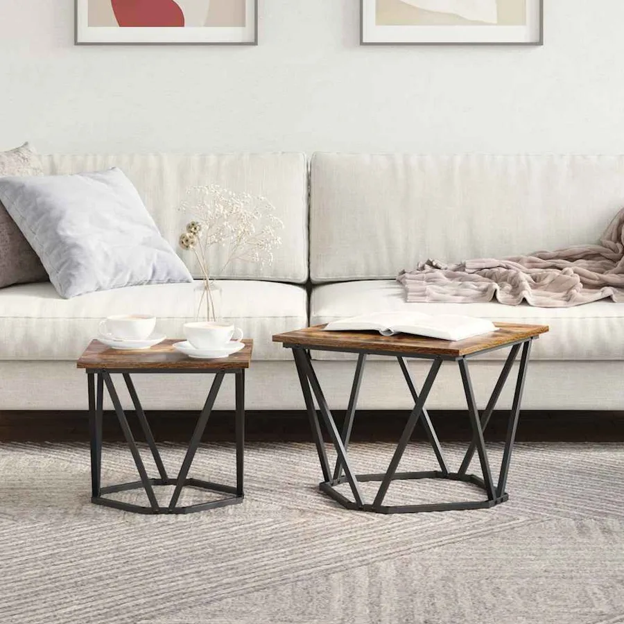 Ensemble de tables d'appoint 2 pcs Chêne fumé - 4