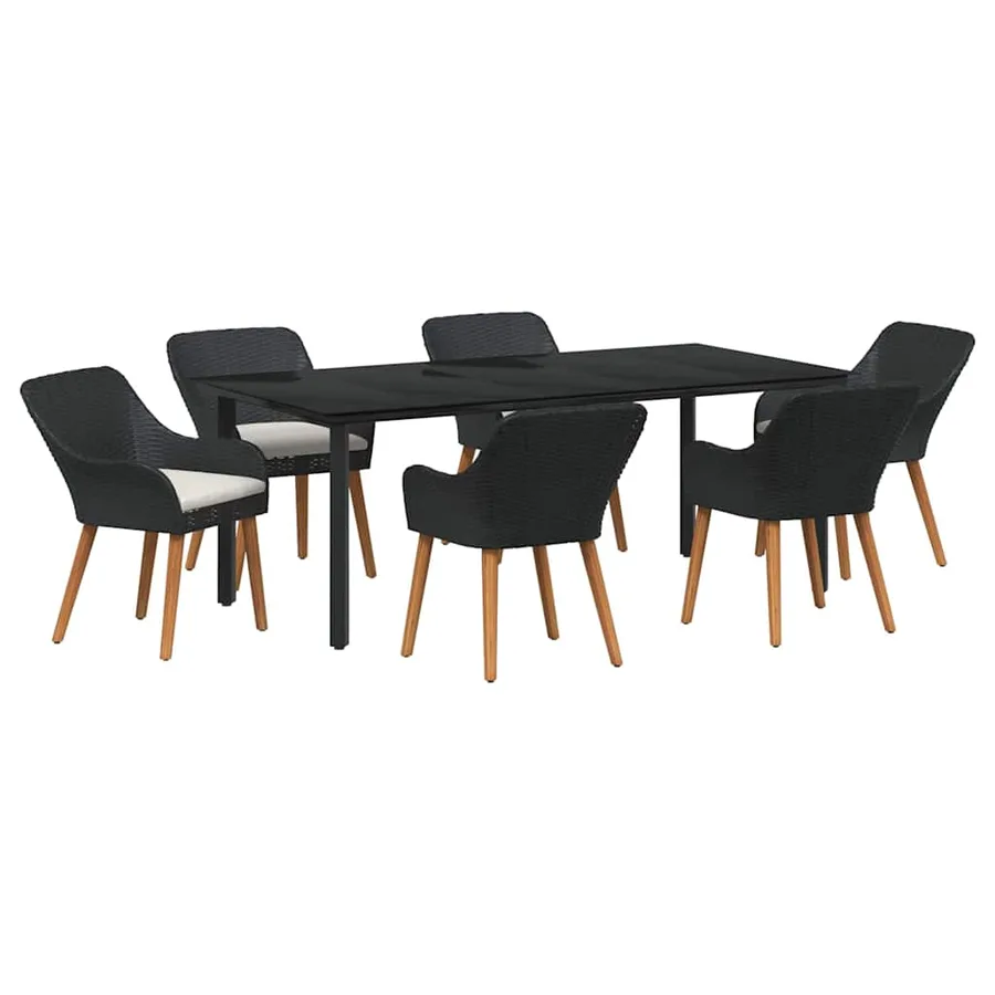 Ensemble de salle à manger pour jardin 7 pcs Noir polyrotin - 2