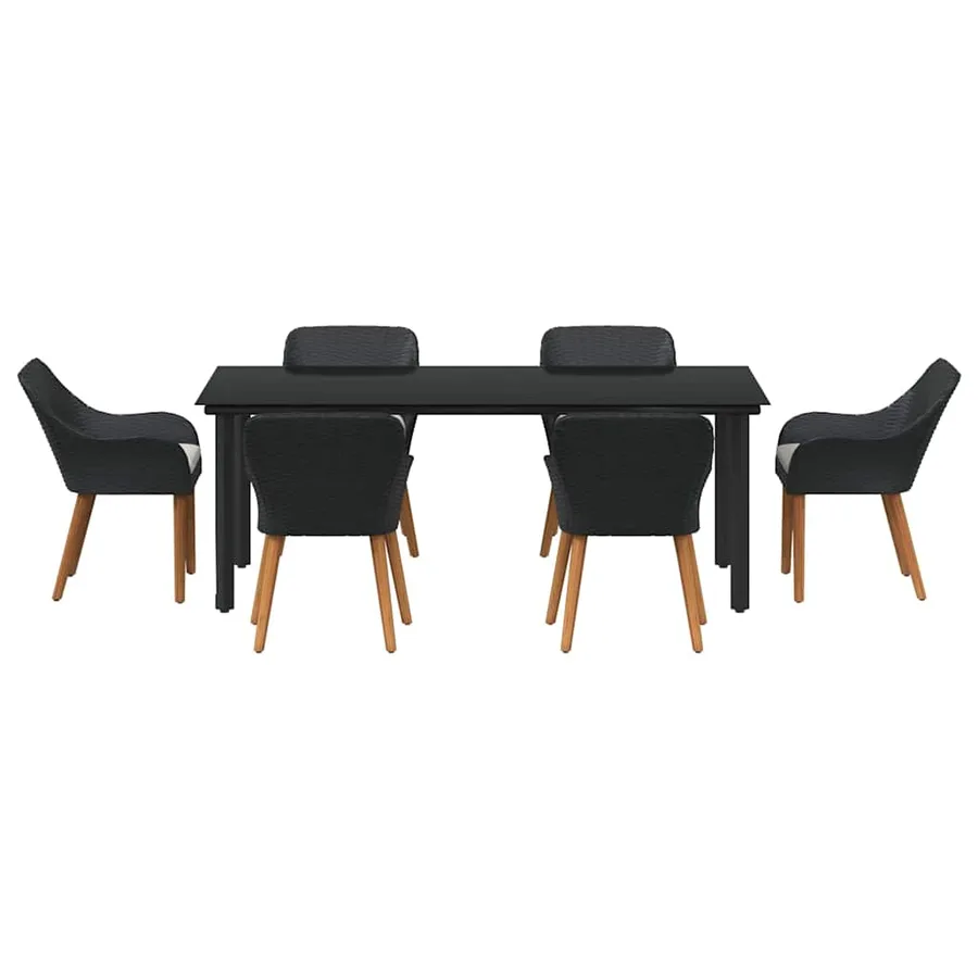 Ensemble de salle à manger pour jardin 7 pcs Noir polyrotin - 7
