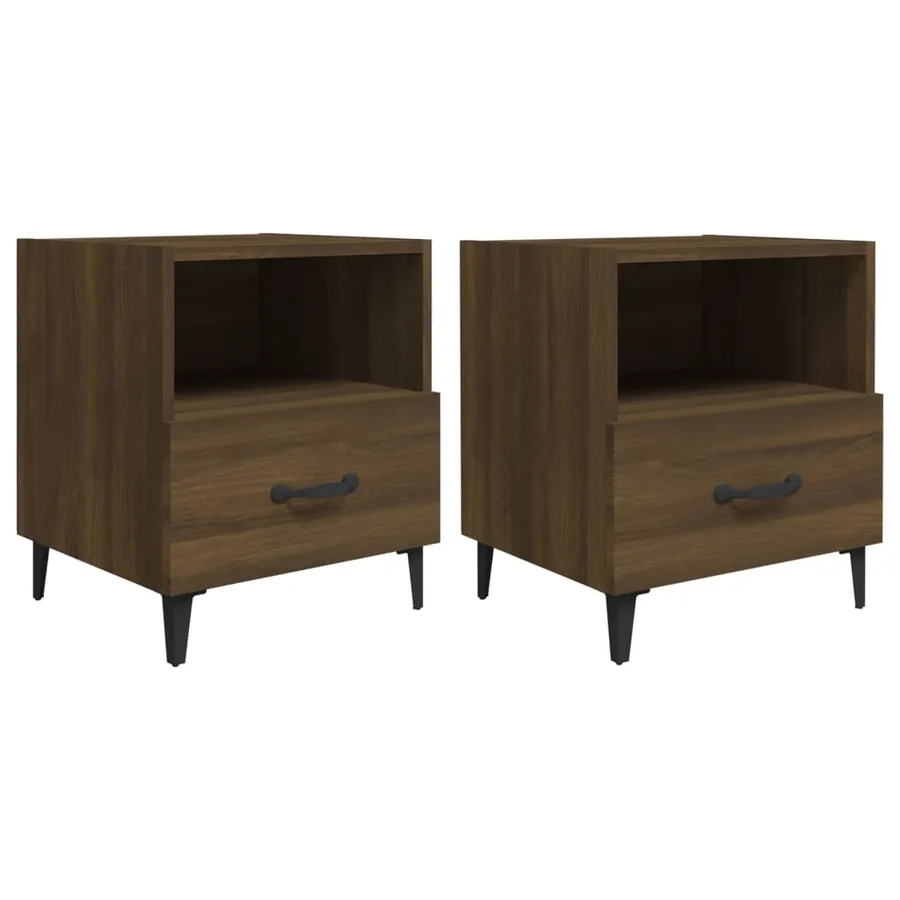 Tables de chevet 2 pcs Chêne marron Bois d'ingénierie - 2