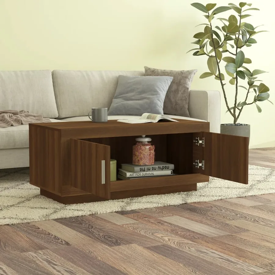 Table basse Chêne marron 102x50x45 cm Bois d'ingénierie - 3