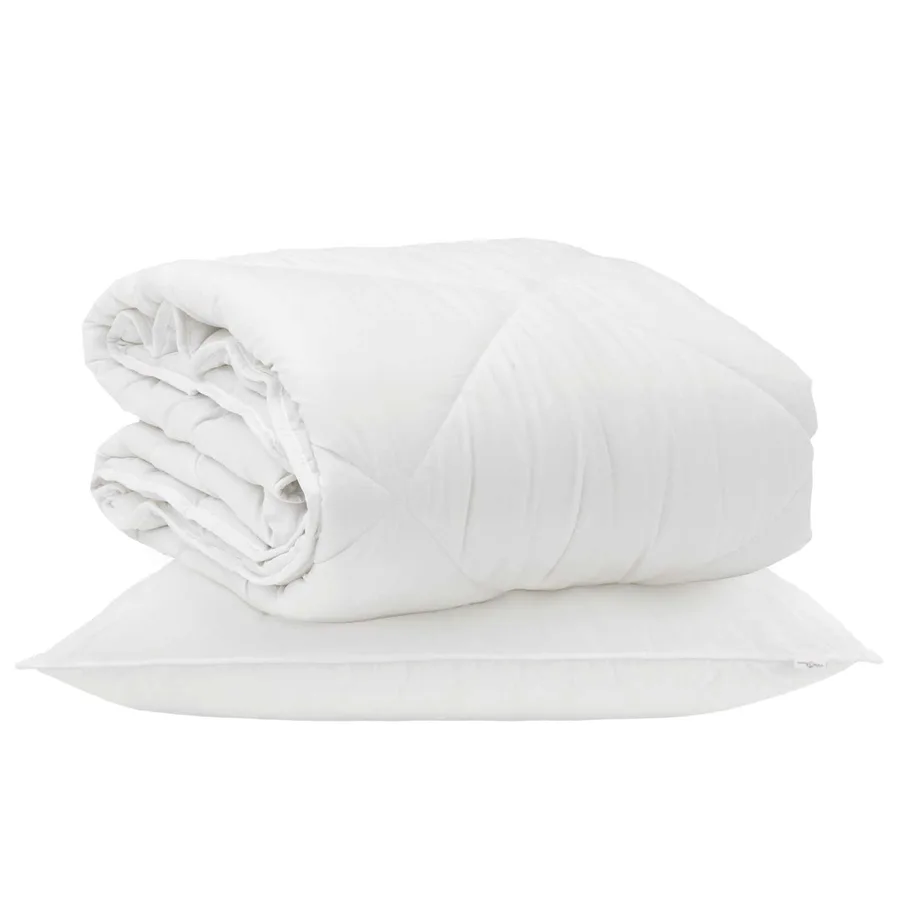 Duvet toutes saisons avec oreiller 2 pcs Blanc Microfibre - 2
