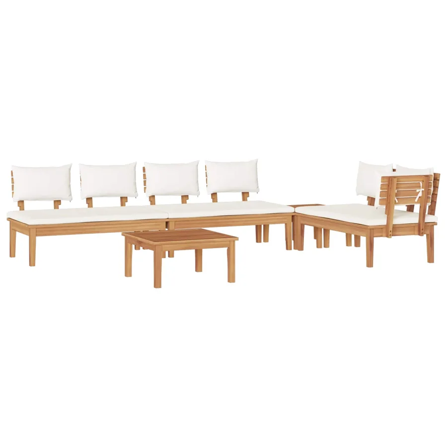 Ensemble de canapé de jardin 5 pcs Marron et Crème - 2