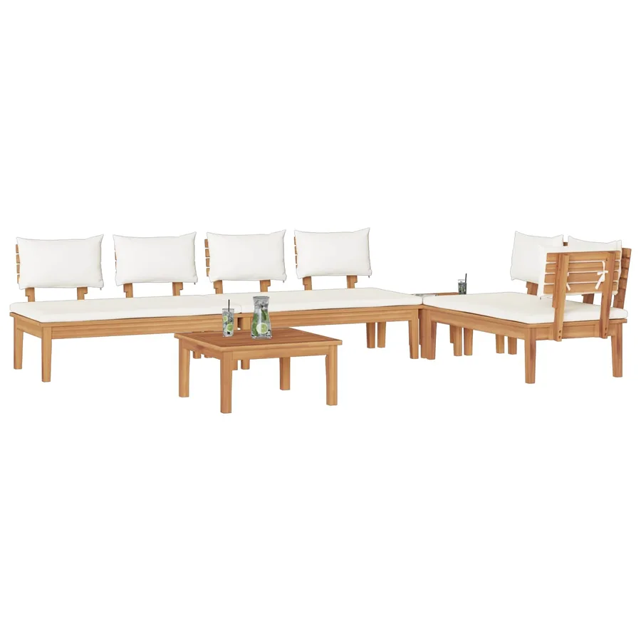 Ensemble de canapé de jardin 5 pcs Marron et Crème - 3