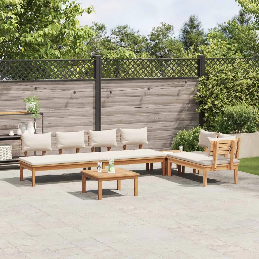 Ensemble de canapé de jardin 5 pcs Marron et Crème - 4