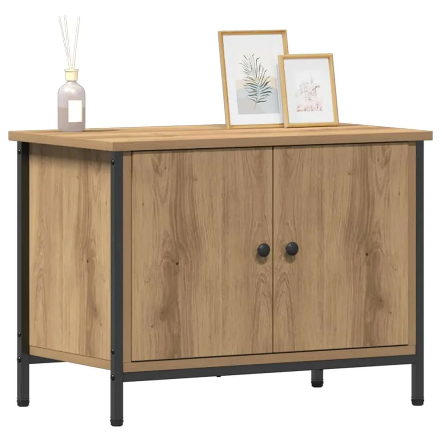 Meuble TV Chêne artisanal 60 x 35 x 45 cm Bois d'ingénierie - 3