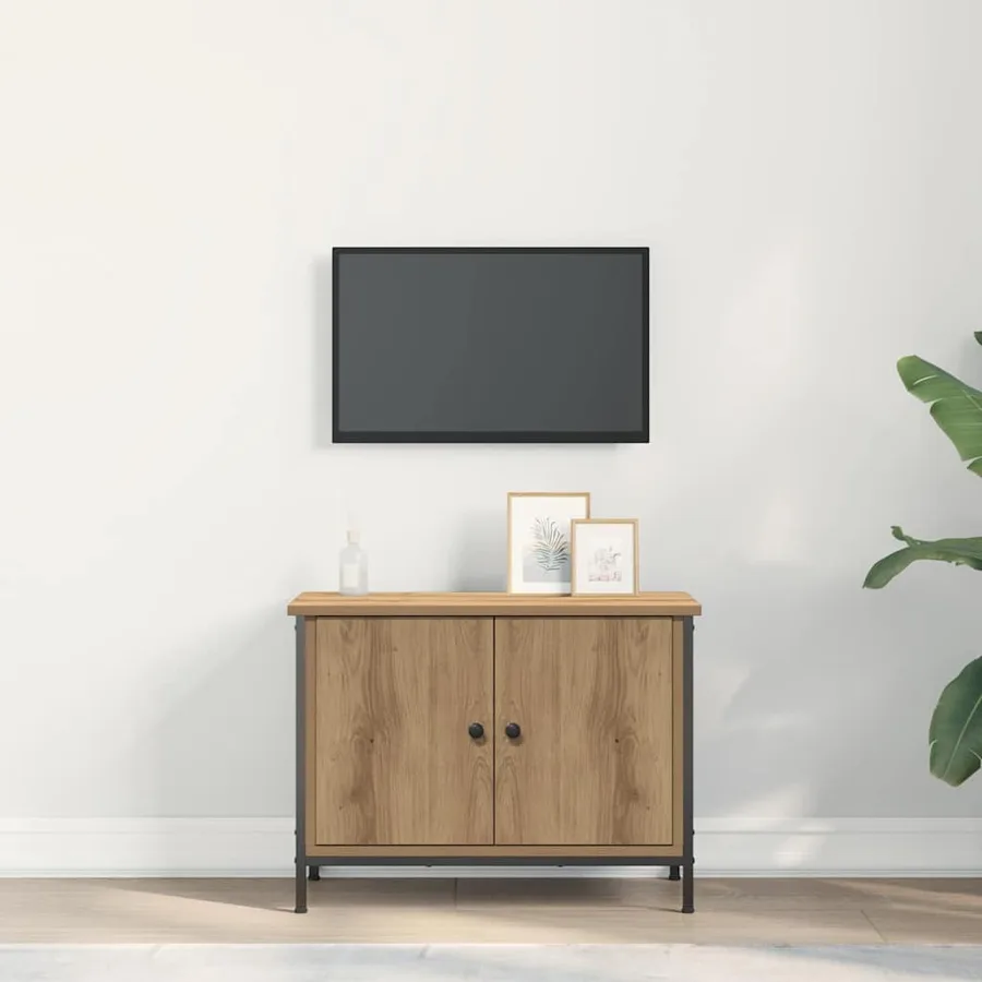 Meuble TV Chêne artisanal 60 x 35 x 45 cm Bois d'ingénierie - 4