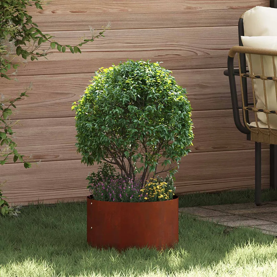 Anneau de jardinière 5 pc Rouillé 30 x 30 x 20 cm Acier patiné