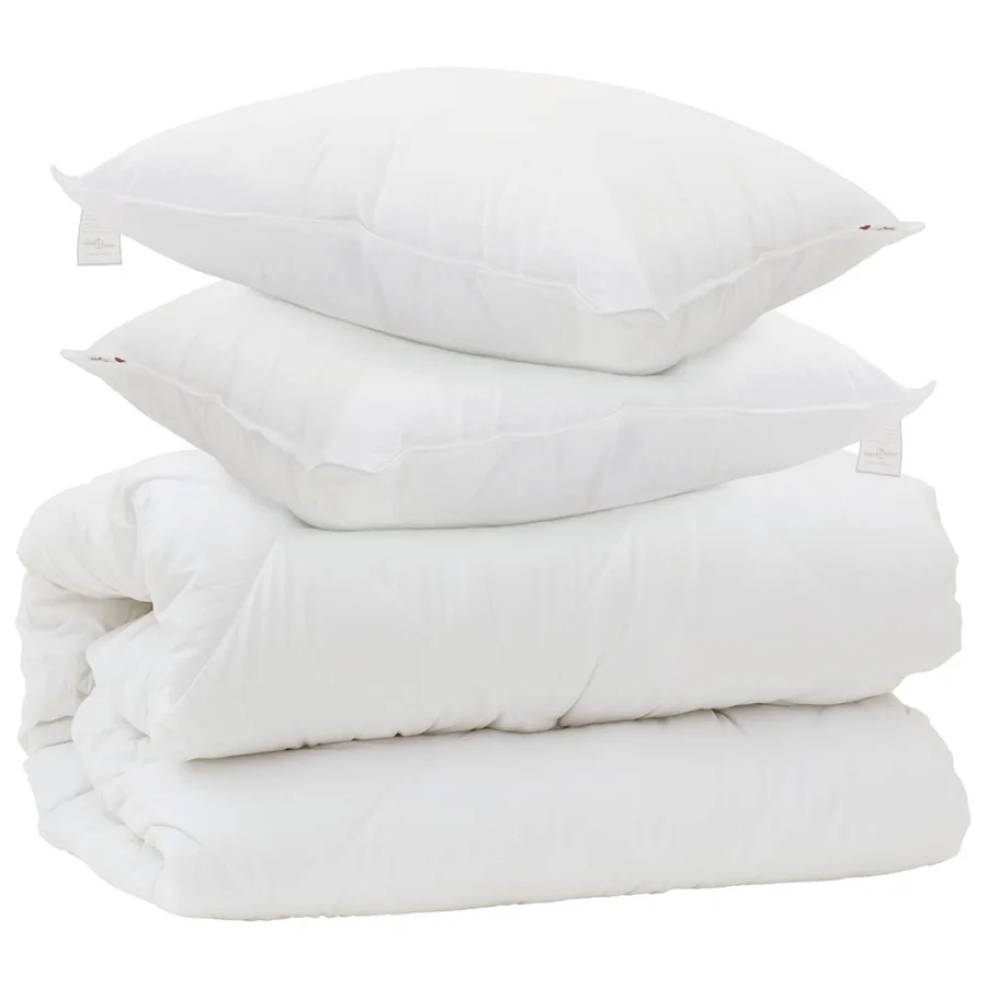 Couette avec Oreillers avec oreiller 3 pcs Blanc Microfibre - 2