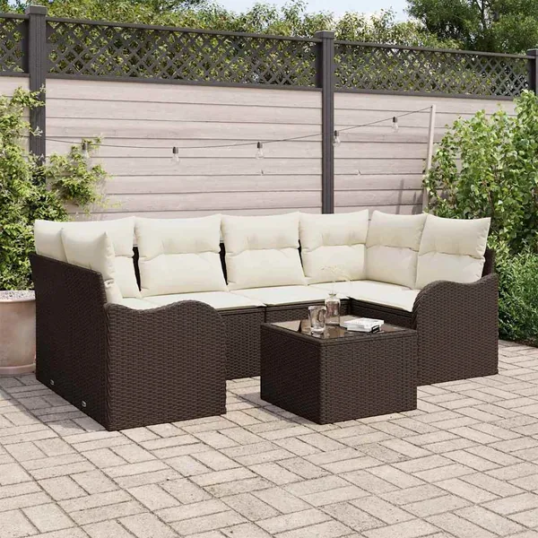 Ensemble de canapé de jardin Marron 55 x 55 x 37 cm polyrotin